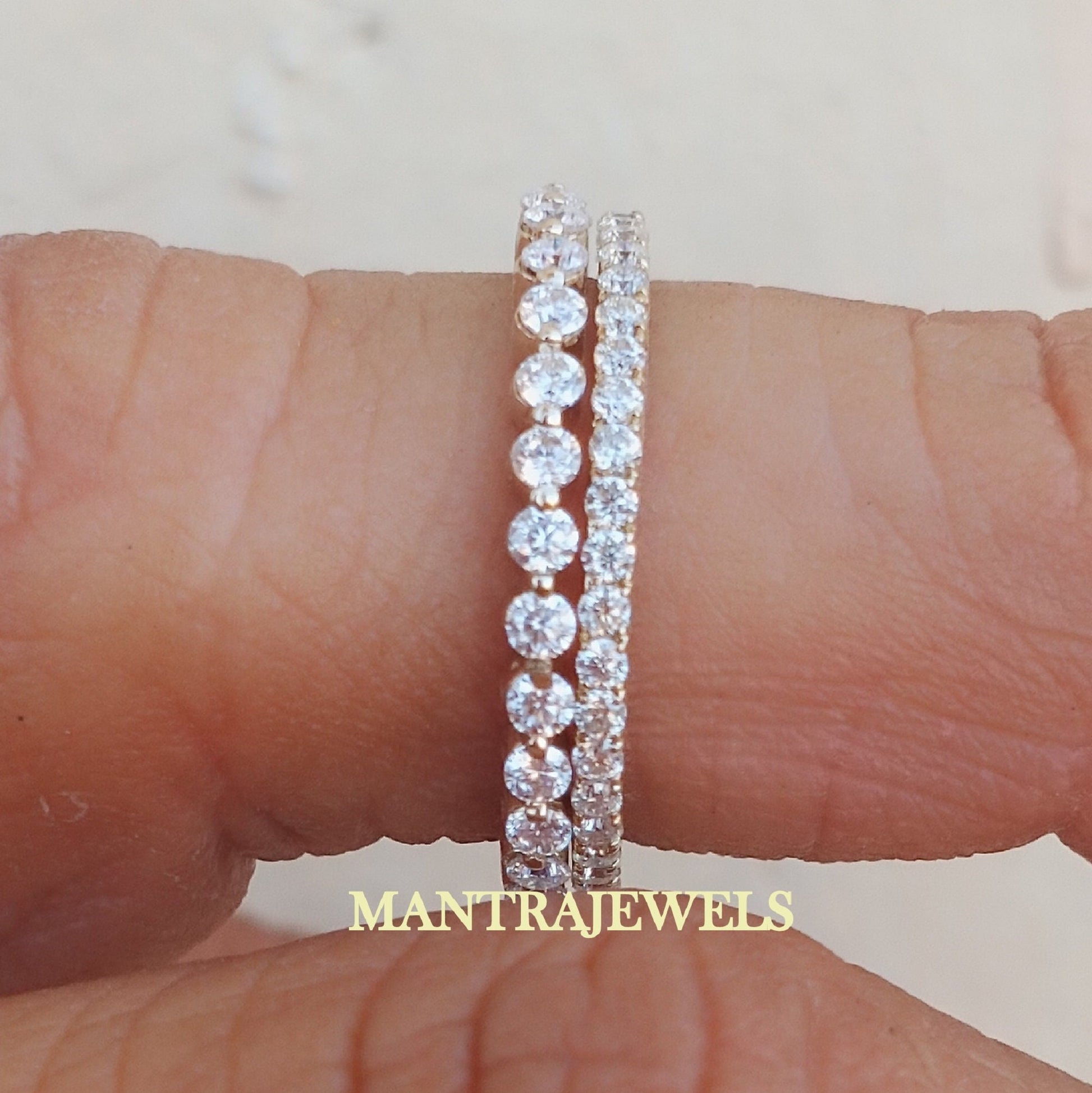 Moissanite Wedding Ring Set Eternity Band Ring 1.30TW White Gold Promise Ring Round Engagement & Bridal Wedding Ring Gift for Her "