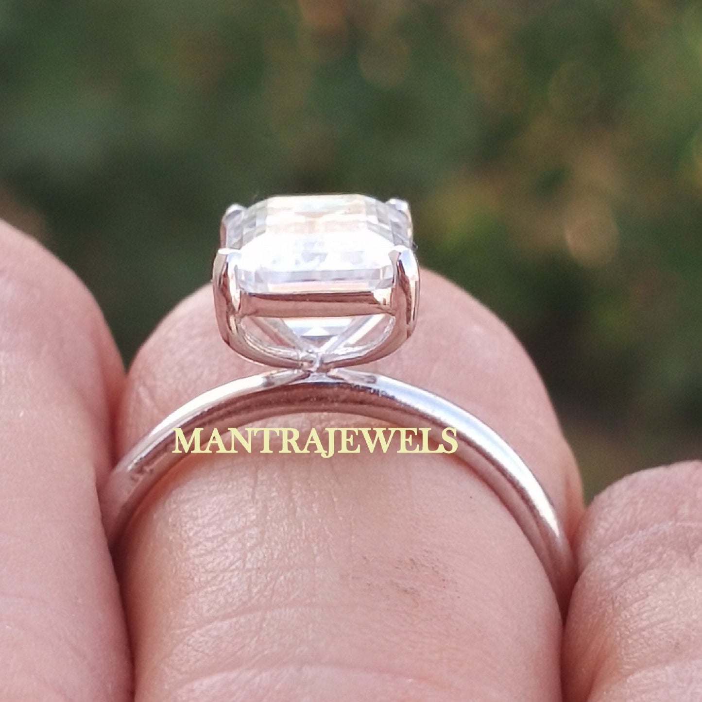 2.35Ct Emerald Cut Engagement Rings /Brilliant Moissanite Ring/ Genuine 14K White Gold Ring Wedding Rings/ Dainty Diamond Jewelry For Her.