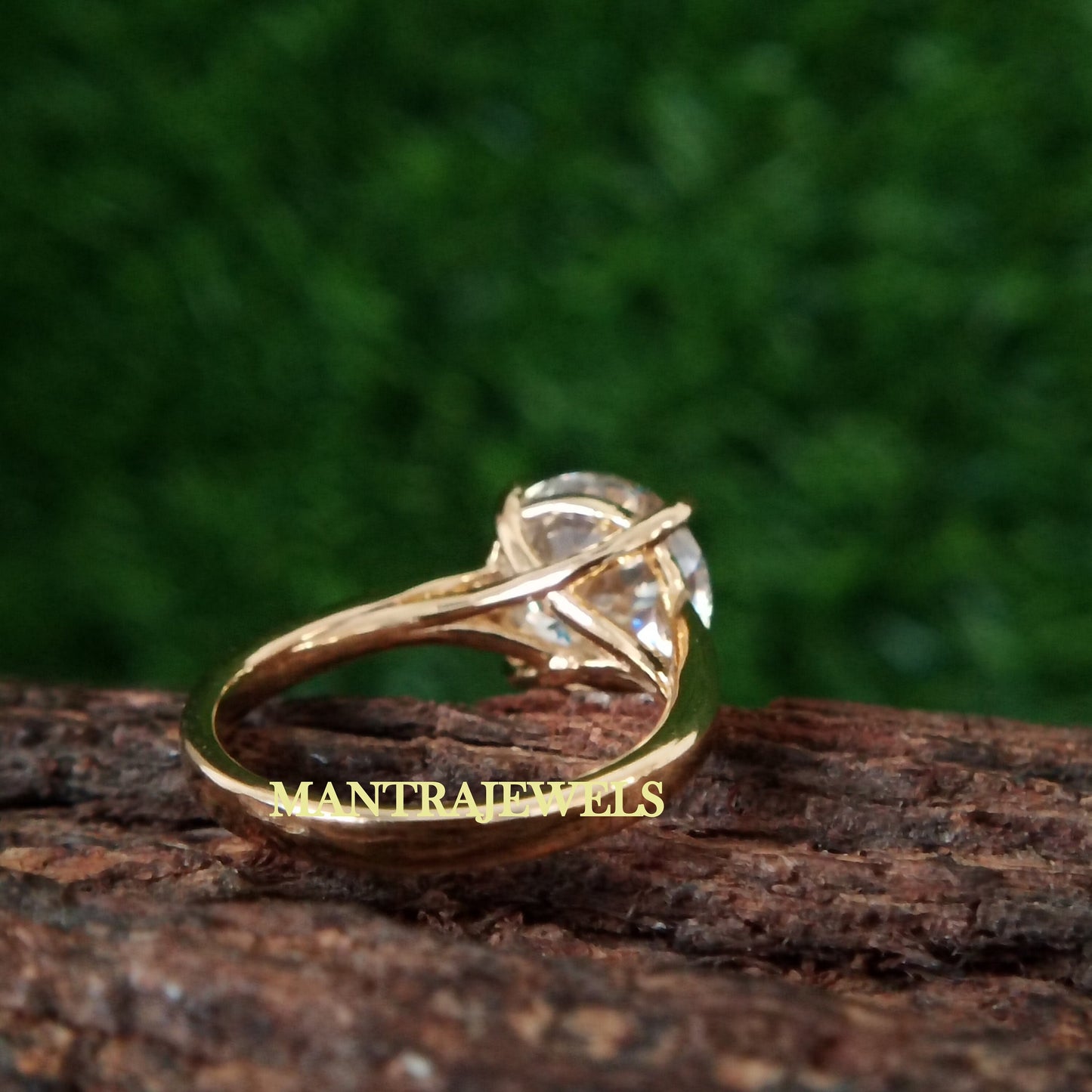 Antique 3.51 CT Portuguese Cut Colorless Moissanite Engagement Ring, Solitaire 4 Prongs Wedding Ring, Solid Yellow Gold Anniversary Ring