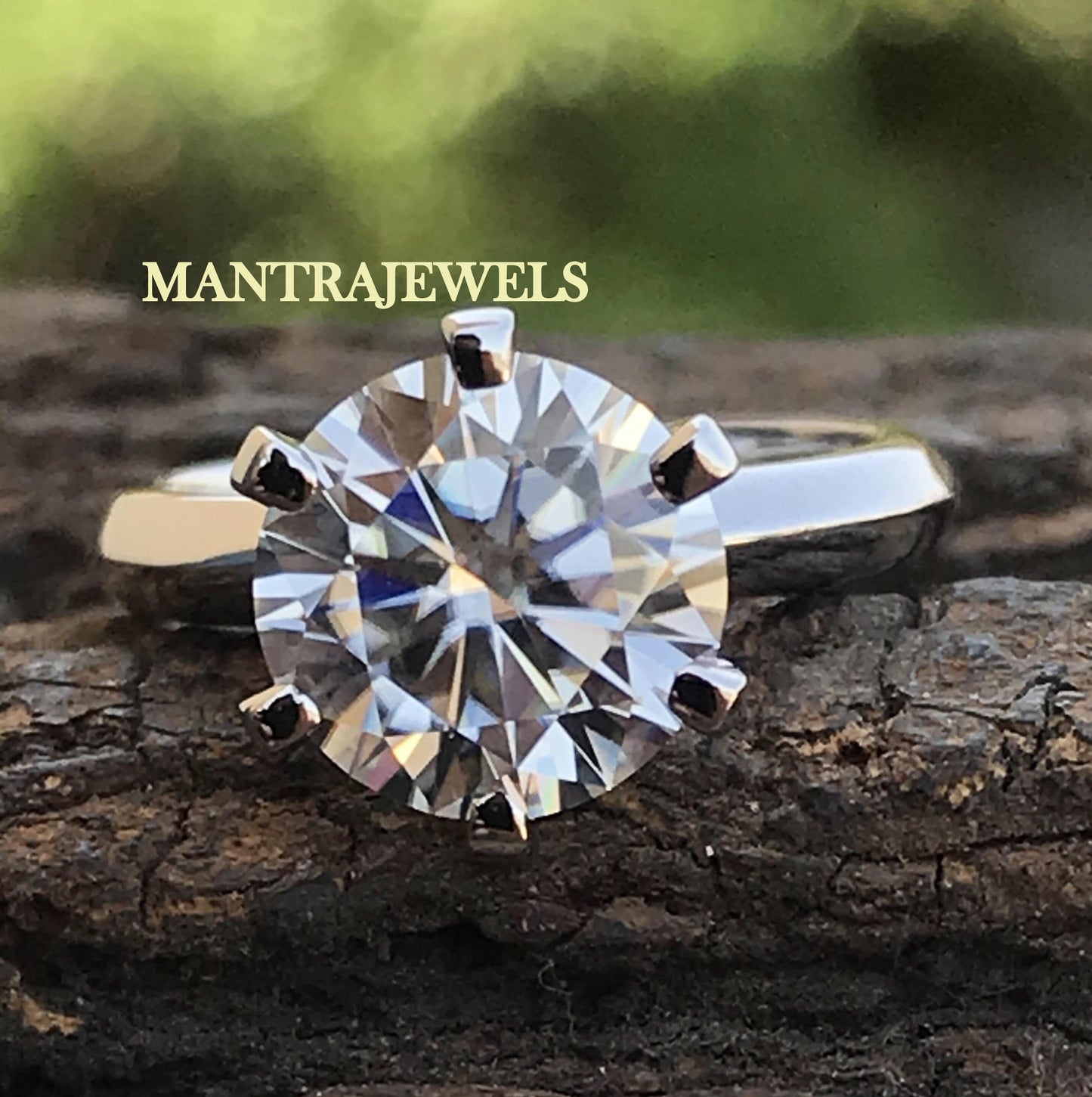 Solitaire Moissanite Ring / 2.20 CT Round Cut Moissanite Engagement Ring / Solid 14k White Gold Ring / Tiffany Setting Ring / Womens Ring