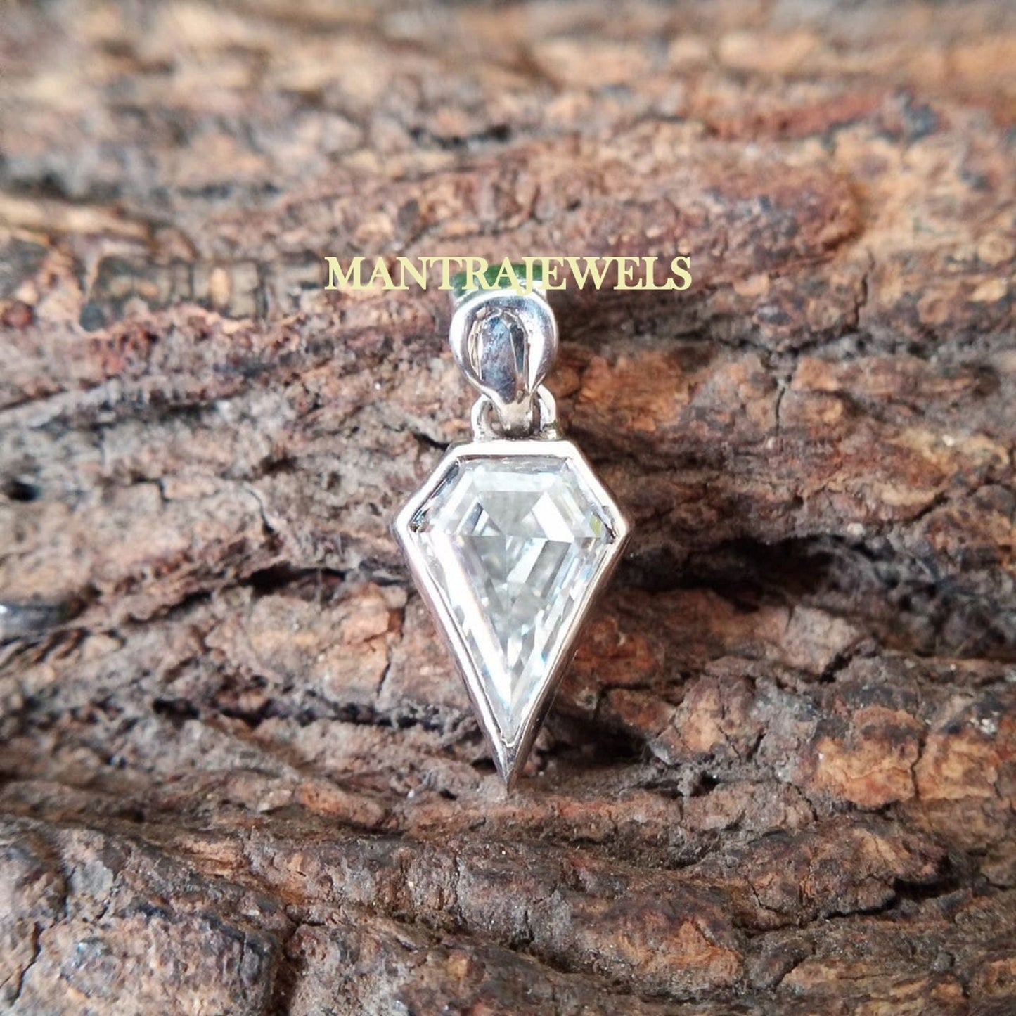 Solitaire Moissanite Pendant, Antique 1.45 CT Shield Cut Moissanite Pendant, Bezel Set Pendant, Wedding Anniversary Gift Pendant