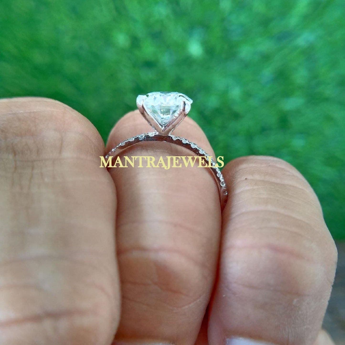 2.80 CT Brilliant Round Cut Engagement Ring in Solid 14k/18k White Gold, Forever One Moissanite White Gold Engagement Ring, Four Prong Ring