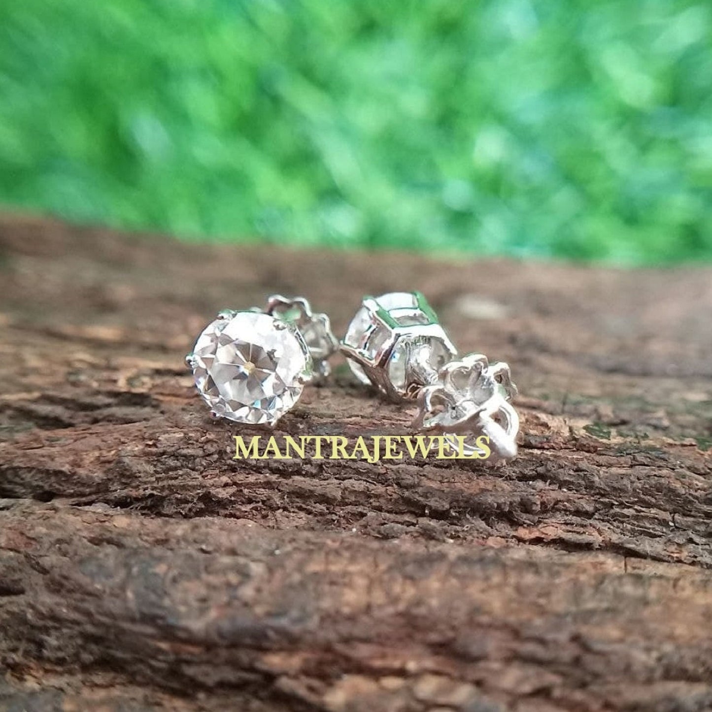 2.11Ct Round Old European Cut Moissanite Earring /OEC Stud 10kt Gold Earrings/ Moissanite Diamond Earrings Stud / Screw Back Wedding Earring