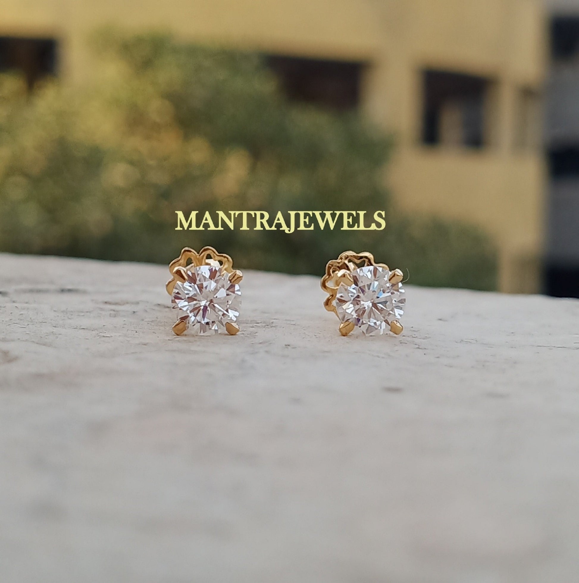 1.51 TCW Round Cut Earrings / Solitaire Moissanite Earrings / 4 Prong 18k Yellow Gold Earrings / Perfect Stud Earrings /Engagement Earrings