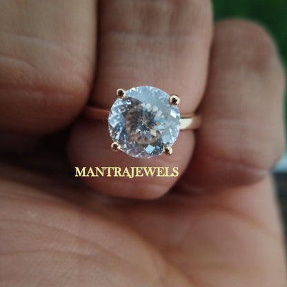 Antique 3.51 CT Portuguese Cut Colorless Moissanite Engagement Ring, Solitaire 4 Prongs Wedding Ring, Solid Yellow Gold Anniversary Ring