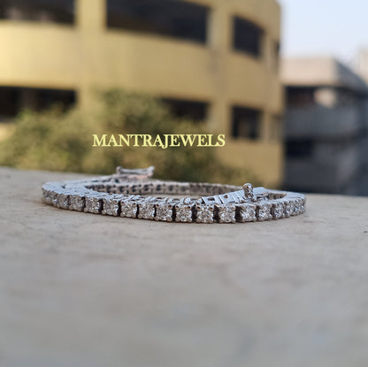 2.50mm Colorless Round Moissanite Tennis Bracelets / Diamond Wedding Eternity Bracelet / White Gold Bracelet For Women / B'day Gift For Love