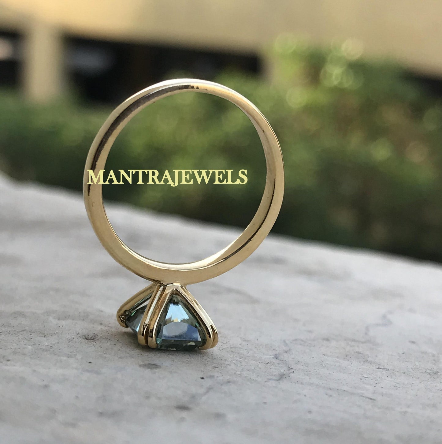 2.61 CT Blue Green Radiant Ring | Radiant Moissanite Ring | Solitaire Engagement Ring | Yellow Gold Ring | Wedding Ring | Anniversary Gifts