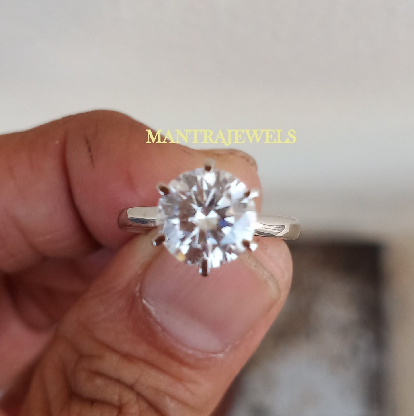 3 CT Colorless Round Moissanite Ring / Six Prong Solitaire Promise Ring / 10kt/18Kt White Gold Engagement Ring /1st year Anniversary Gifts