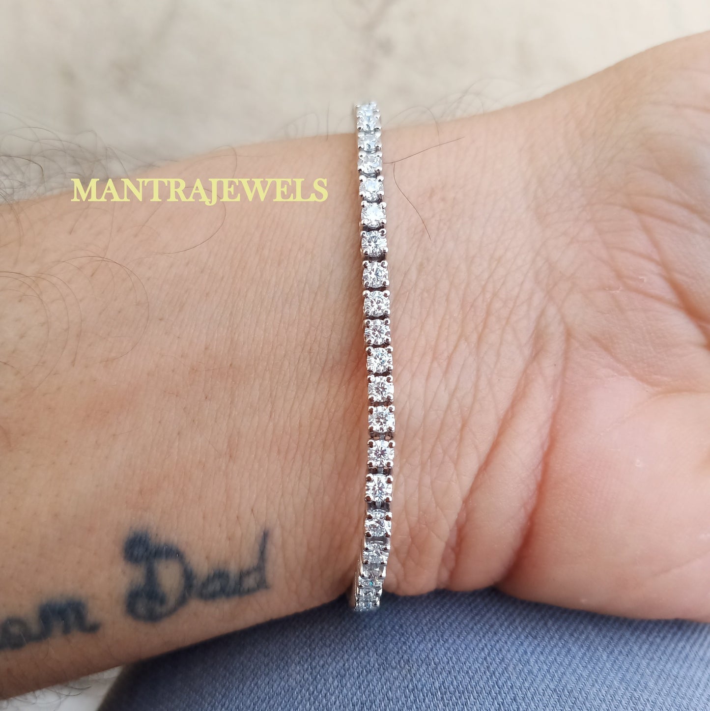 2.50mm Colorless Round Moissanite Tennis Bracelets / Diamond Wedding Eternity Bracelet / White Gold Bracelet For Women / B'day Gift For Love