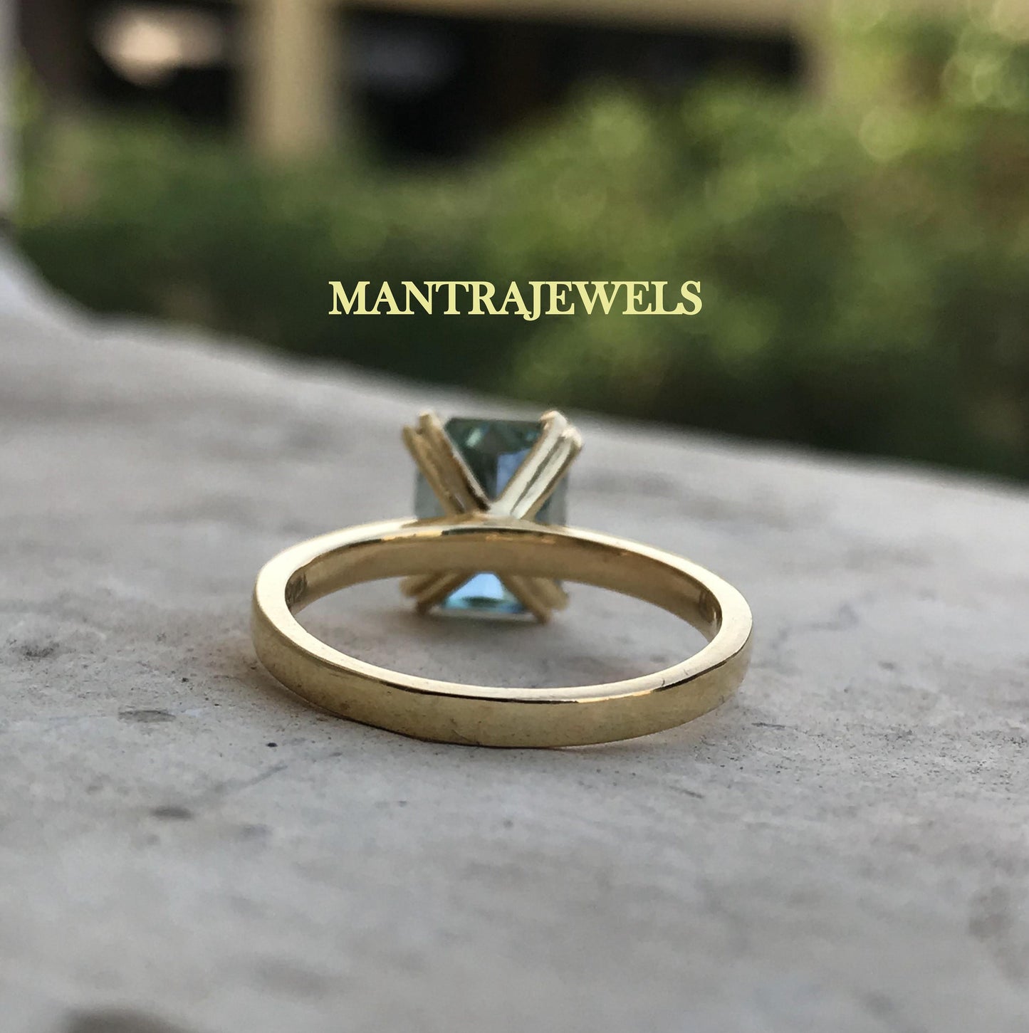 2.61 CT Blue Green Radiant Ring | Radiant Moissanite Ring | Solitaire Engagement Ring | Yellow Gold Ring | Wedding Ring | Anniversary Gifts