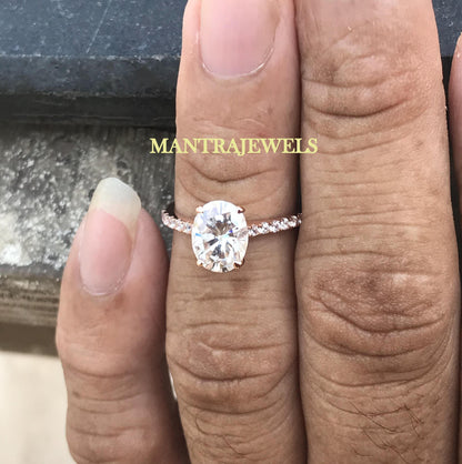 Moissanite Ring| Oval Cut Ring| Engagement Ring| Sterling Silver Ring| Promise Ring for her| Wedding Ring Women