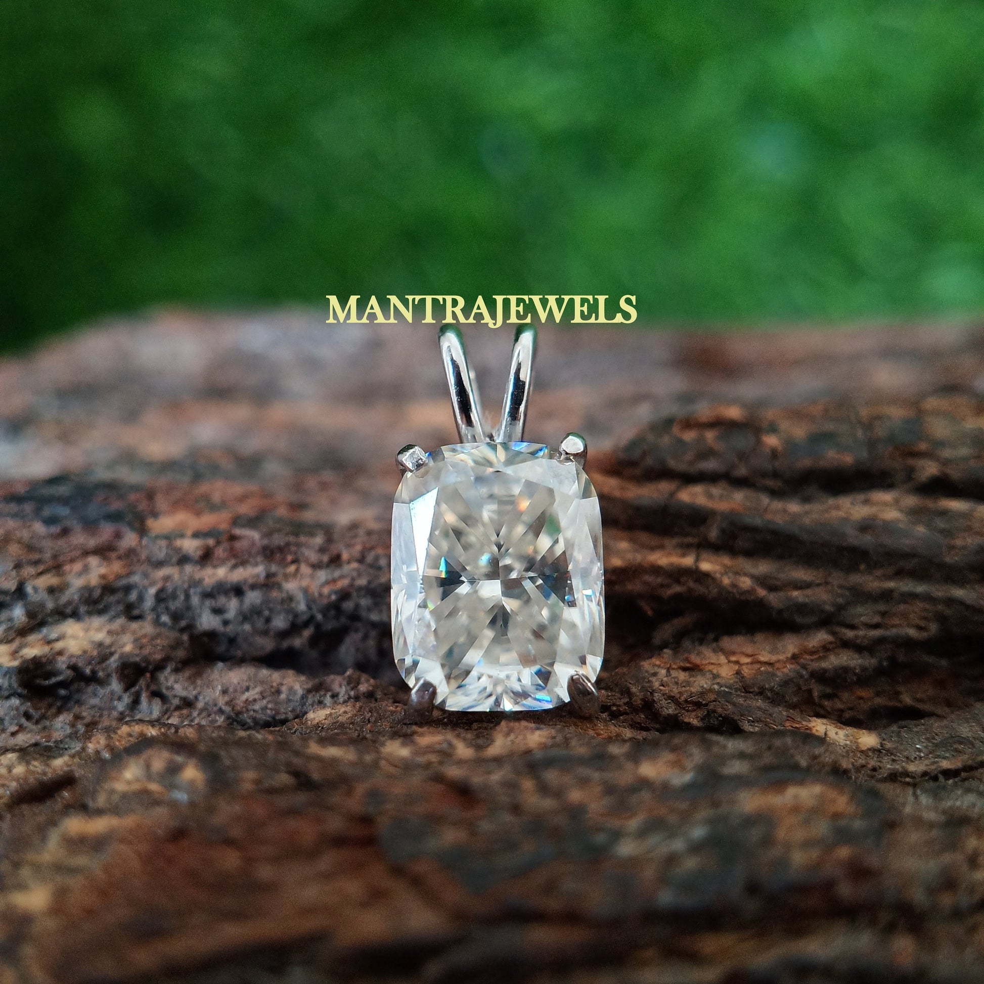 Moissanite Pendant / Moissanite Cushion Pendant Necklace / Cushion Shape Solitaire Pendant / Wedding Jewelry / Solid Gold Wedding Pendant