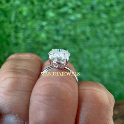 Solitaire Oval Engagement Ring, Oval Moissanite Engagement Ring, 3.95ct Oval Antique Cut Moissanite Wedding Ring, Solid 14k White Gold Rings