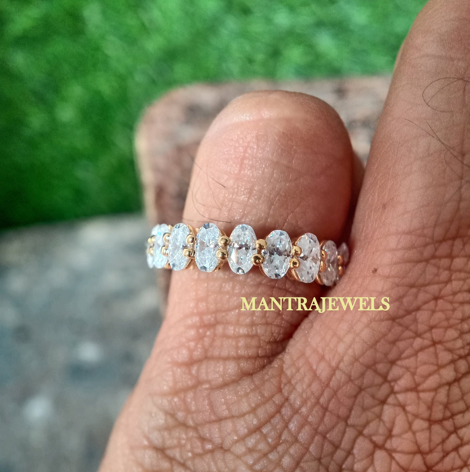 Moissanite Wedding Band, Oval Cut Half Eternity Band, Classic Oval Cut Eternity Ring, Diamond Eternity Band, Engagement Ring, Wedding Ring