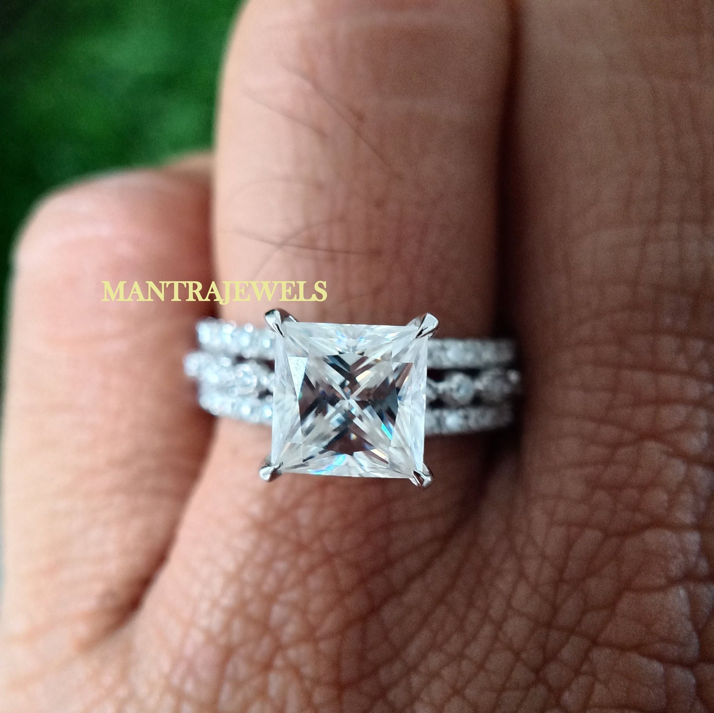 2.50 Ct Princess Cut Moissanite Engagement Ring - Princess Solitaire Wedding Ring for Bride - 14K Gold Ring Gift for Her - Minimalist Ring