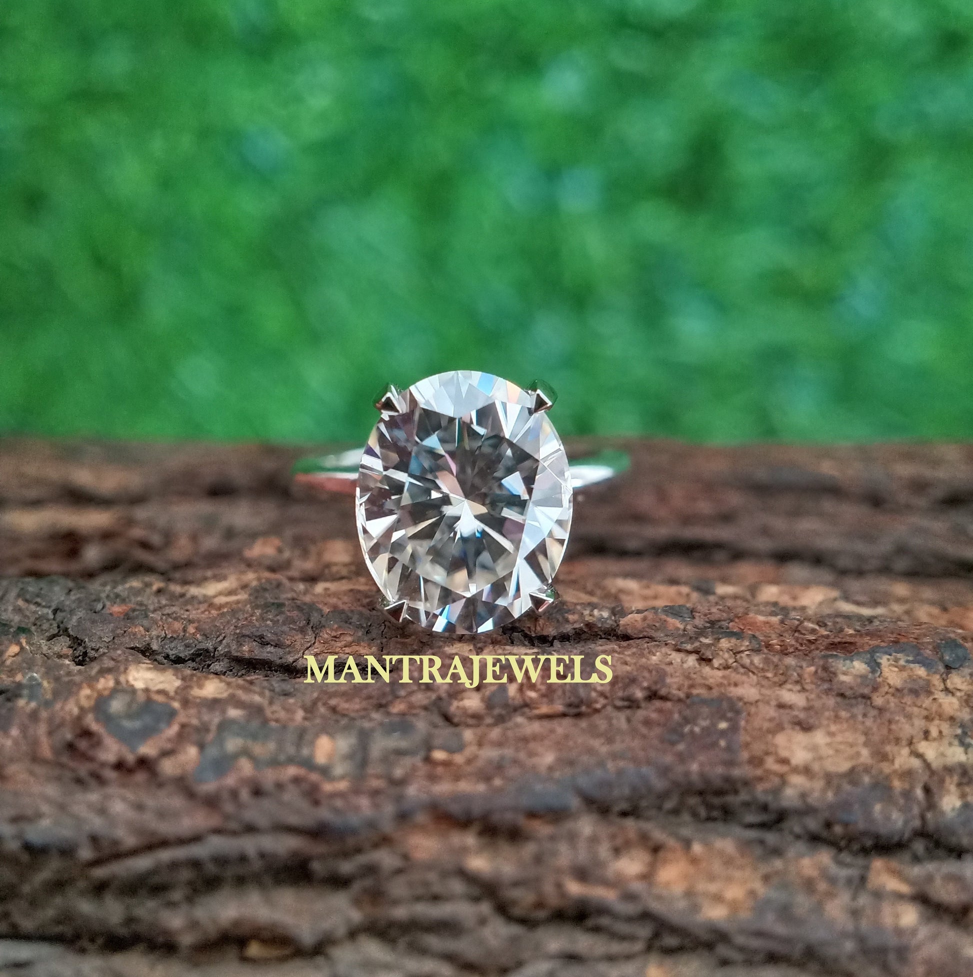 Solitaire Oval Engagement Ring, Oval Moissanite Engagement Ring, 3.95ct Oval Antique Cut Moissanite Wedding Ring, Solid 14k White Gold Rings