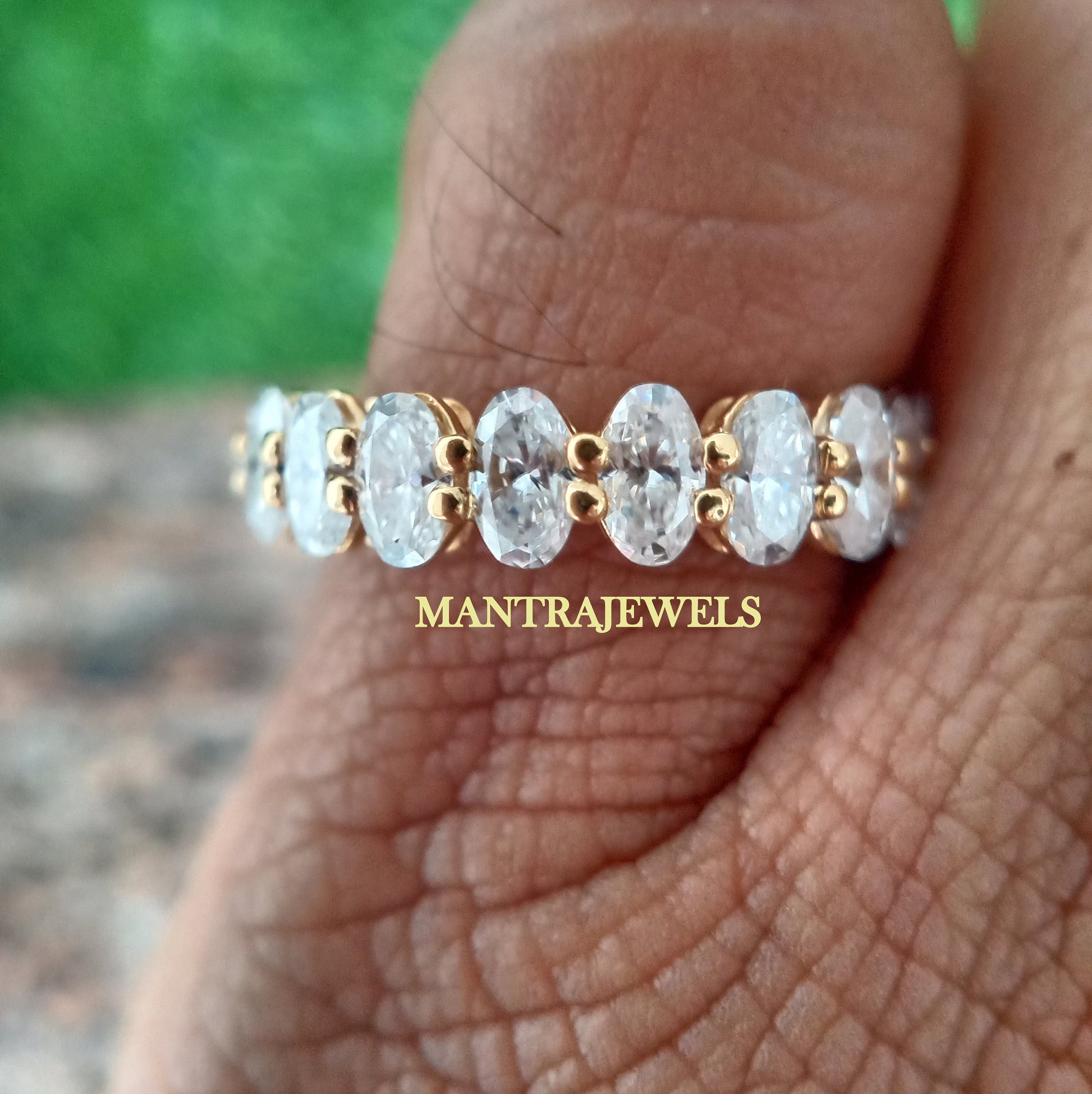 Moissanite Wedding Band, Oval Cut Half Eternity Band, Classic Oval Cut Eternity Ring, Diamond Eternity Band, Engagement Ring, Wedding Ring