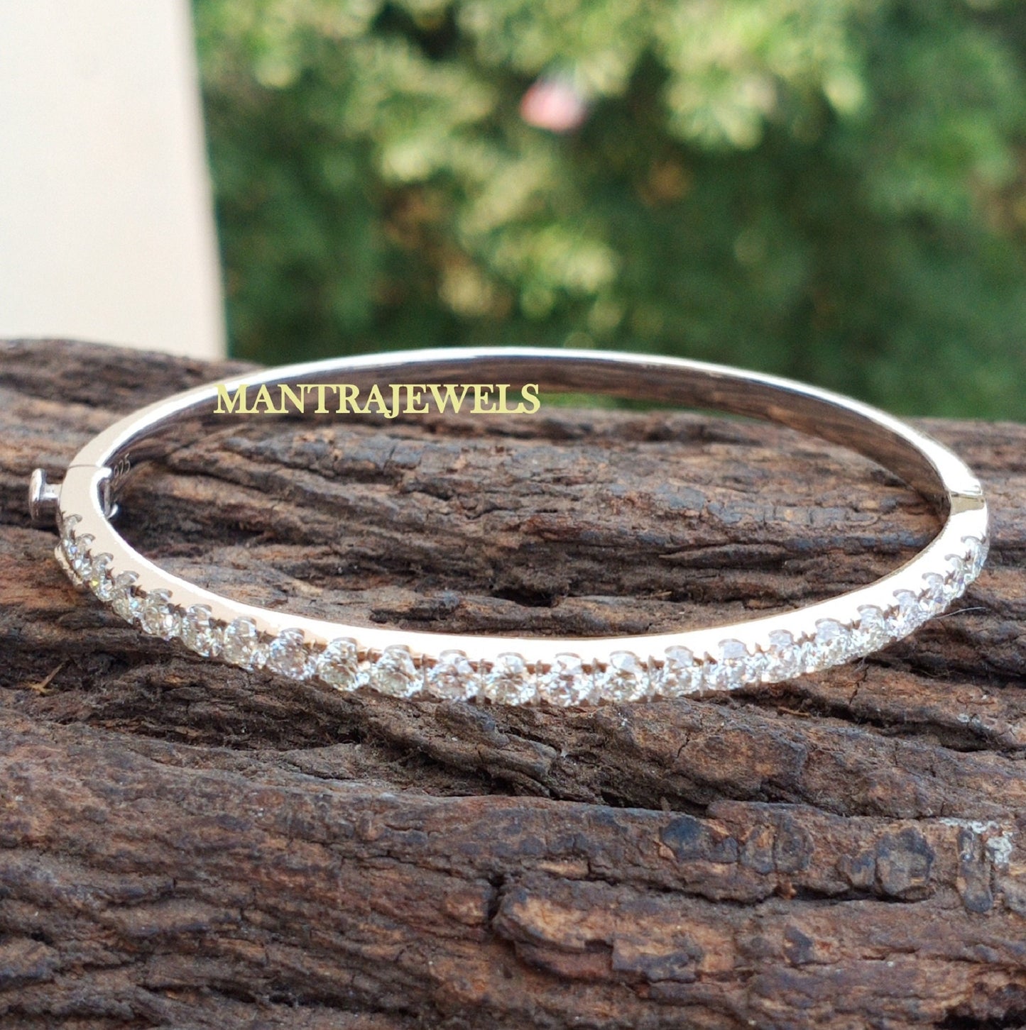 Moissanite Diamond Bracelet For Women, Moissanite Iced out Unisex Tennis Bracelet in Sterling Silver, Round Cut Moissanite Bangel Bracelet