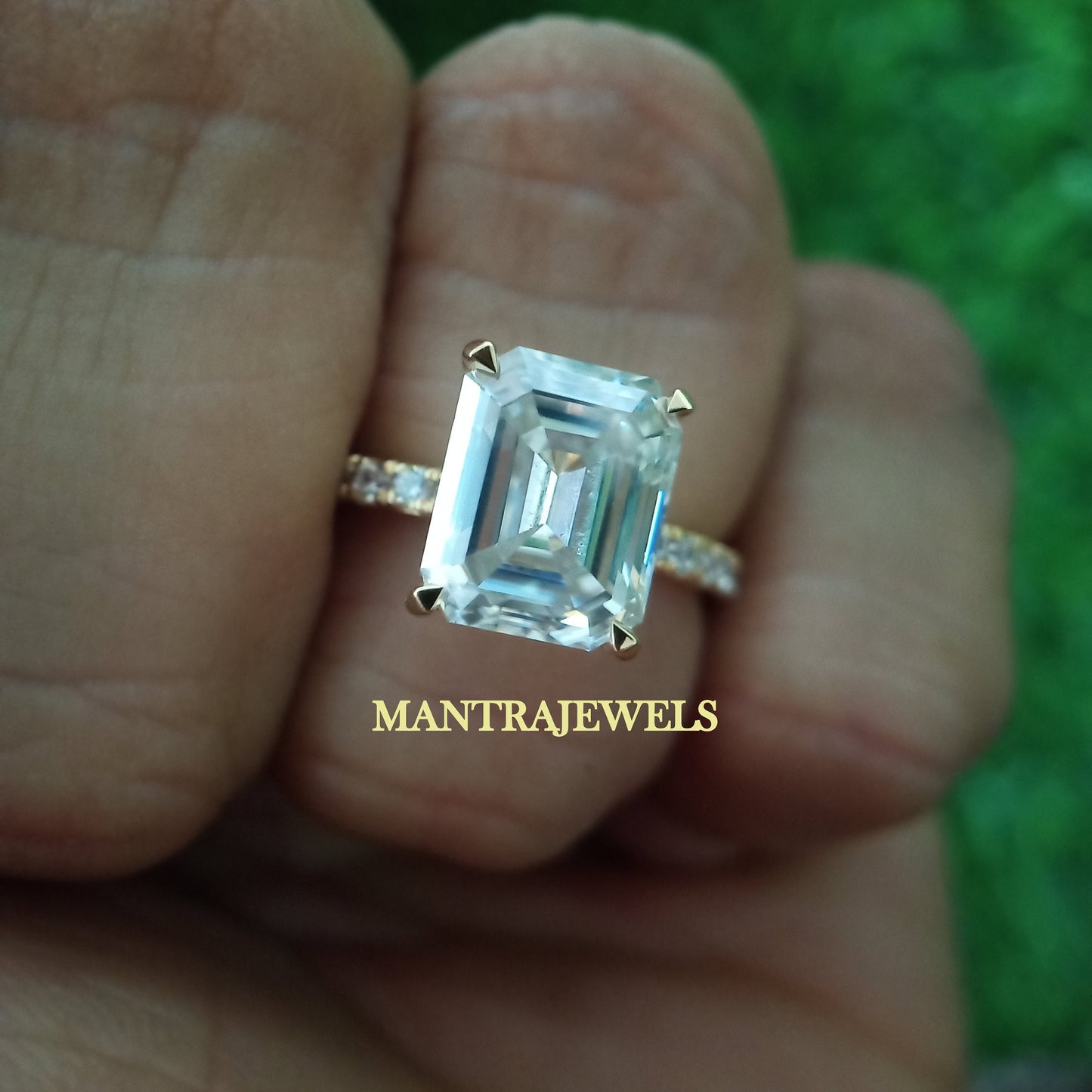 3.20CT Emerald Cut Engagement Ring, Yellow 14k/18k Gold Women Ring, Moissanite Emerald Cut Engagement Ring,Emerald Cut Solitaire Accent Ring