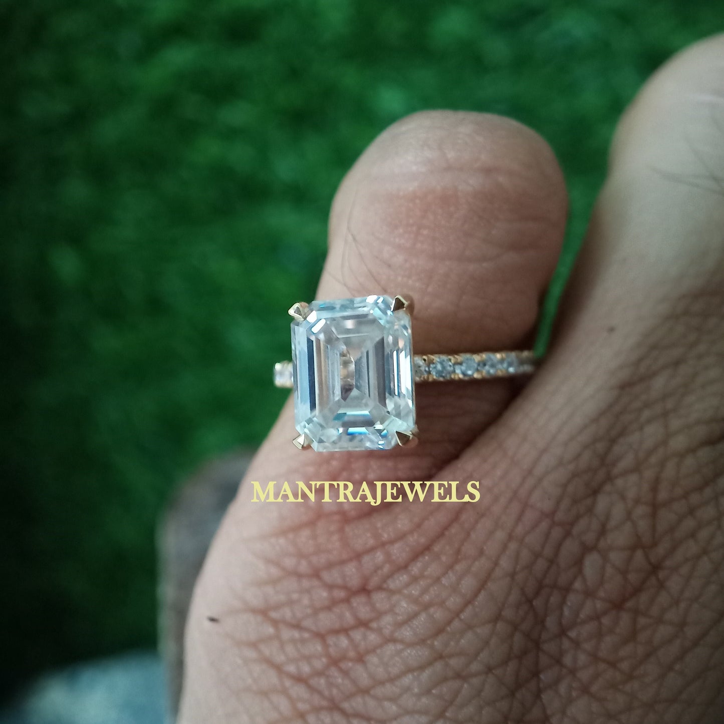 3.20CT Emerald Cut Engagement Ring, Yellow 14k/18k Gold Women Ring, Moissanite Emerald Cut Engagement Ring,Emerald Cut Solitaire Accent Ring