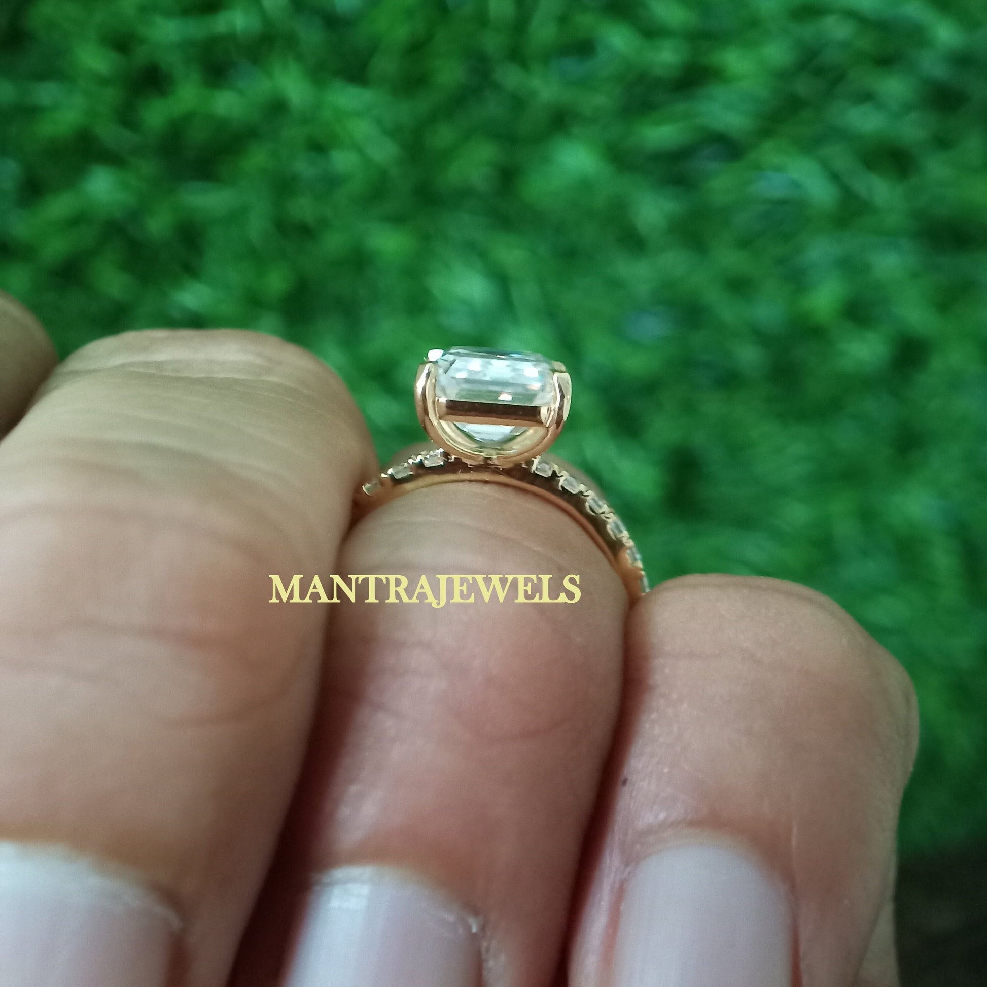 3.20CT Emerald Cut Engagement Ring, Yellow 14k/18k Gold Women Ring, Moissanite Emerald Cut Engagement Ring,Emerald Cut Solitaire Accent Ring