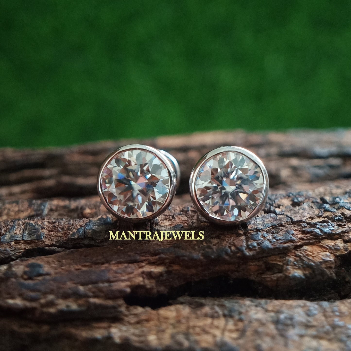 Bezel Moissanite Earrings, Dainty Moissanite 14kt Gold Stud Earrings, Engagement And Wedding Earring Bezel Earring, Everyday Earrings