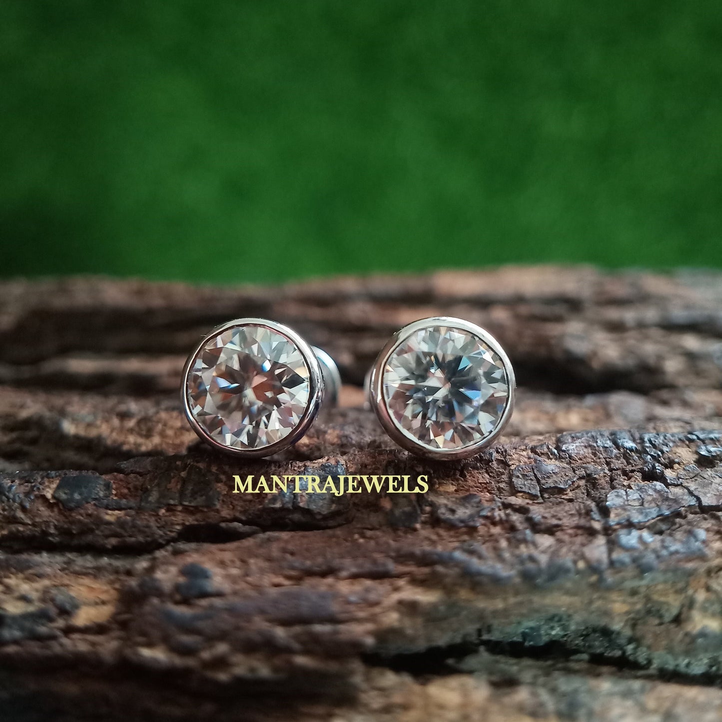 Bezel Moissanite Earrings, Dainty Moissanite 14kt Gold Stud Earrings, Engagement And Wedding Earring Bezel Earring, Everyday Earrings