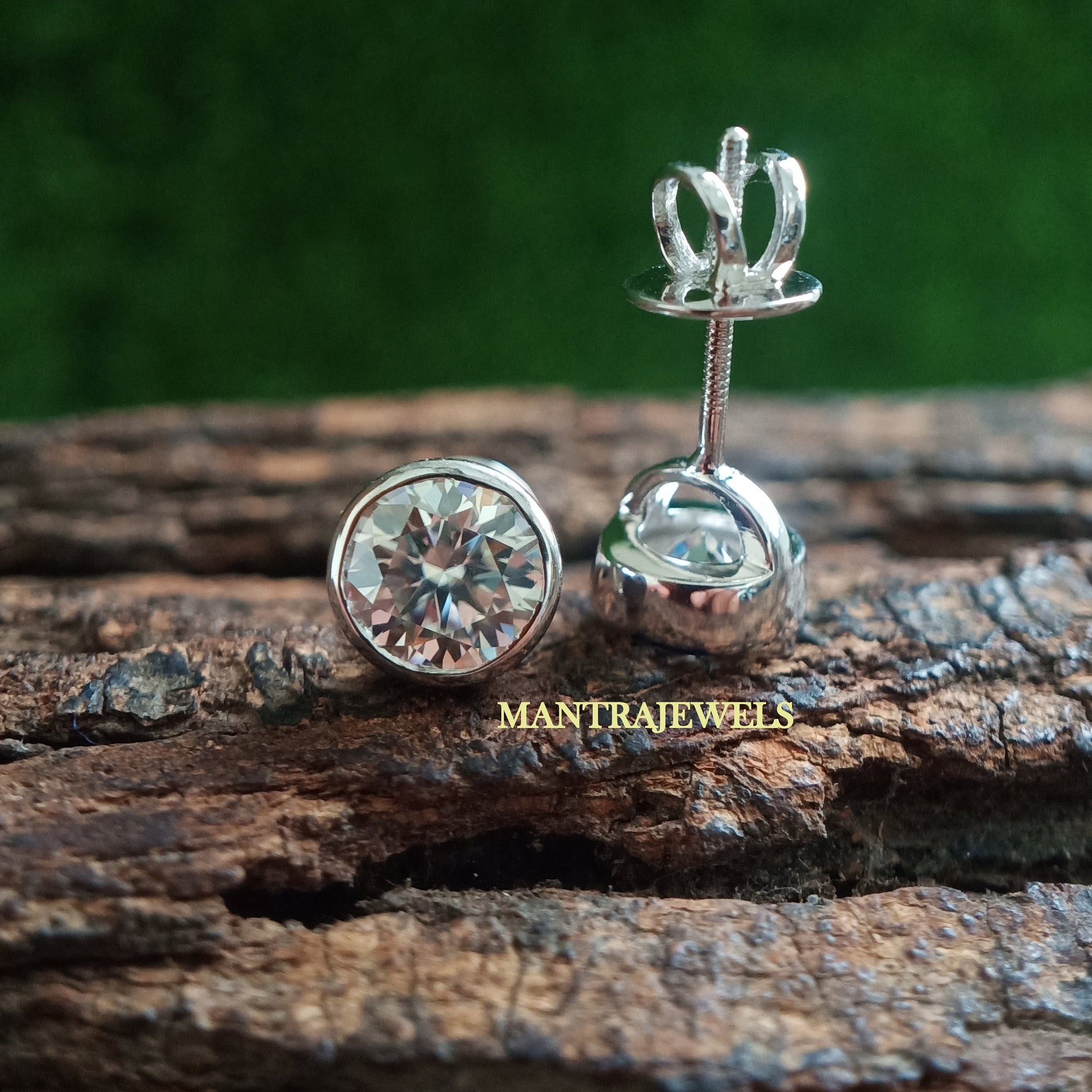 Bezel Moissanite Earrings, Dainty Moissanite 14kt Gold Stud Earrings, Engagement And Wedding Earring Bezel Earring, Everyday Earrings