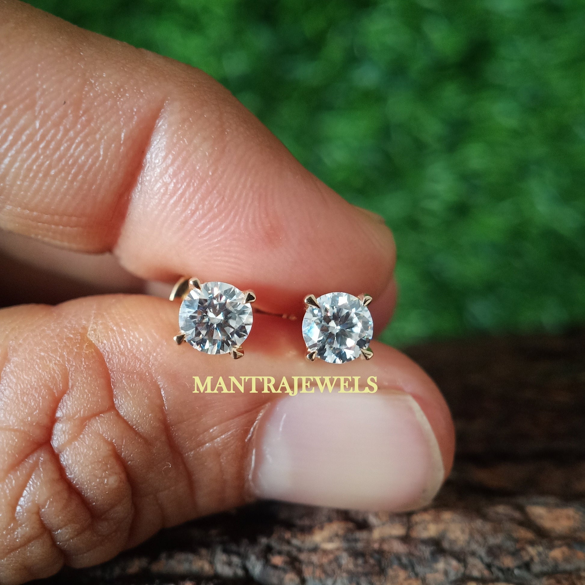 Moissanite Solitaire Stud Earrings Push-Backs, 1.00Ct Round Cut Moissanite Diamond Earrings Stud Solid 14K White Gold, Solitaire Earrings