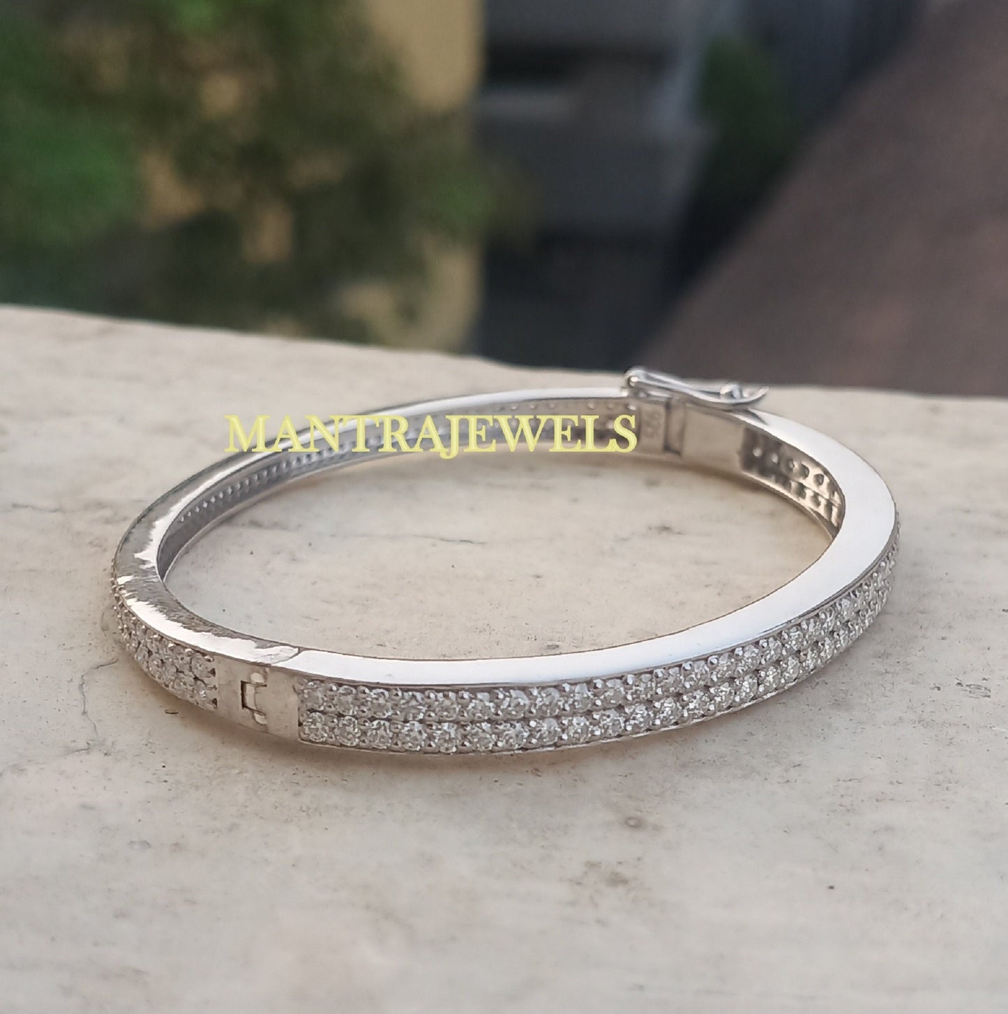 Iced Out Moissanite Bangle - 5Ct Moissanite Gold Bangle - 14k White Gold Women Jewelery - Stacking Bangle - Diamond Moissanite Bracelet