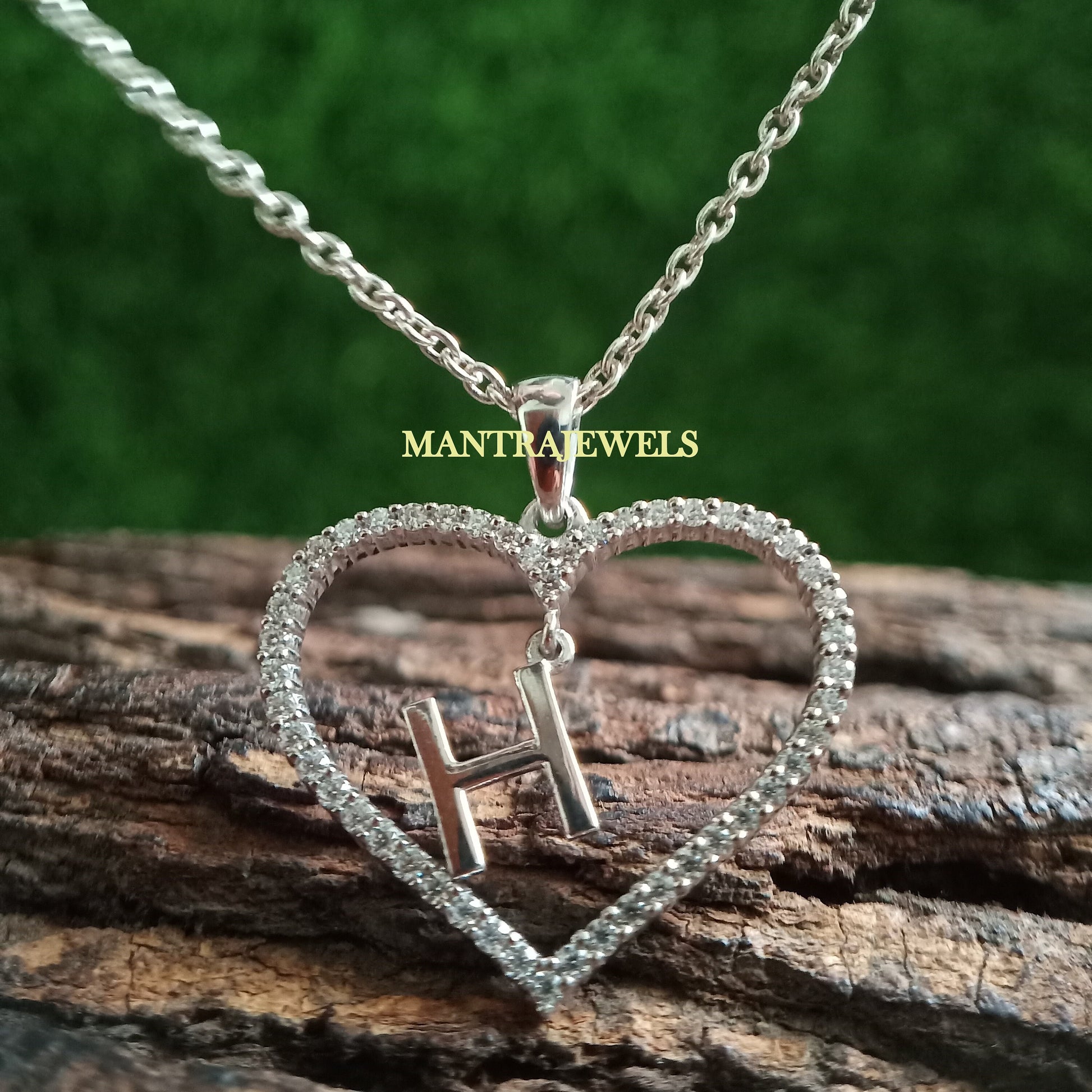 Heart Shaped Moissanite Custom Letter Pendant, Personalized initial pendant necklace, long necklace with pendant, gold necklace pendant