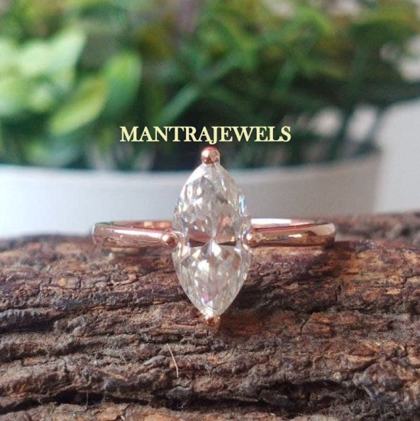 Diamond wedding Ring, 2.0 Carat Marquise Moissanite Engagement Ring, 14K Yellow Solid Gold Ring, Bridal Ring for Gift, Fast & Free Shipping