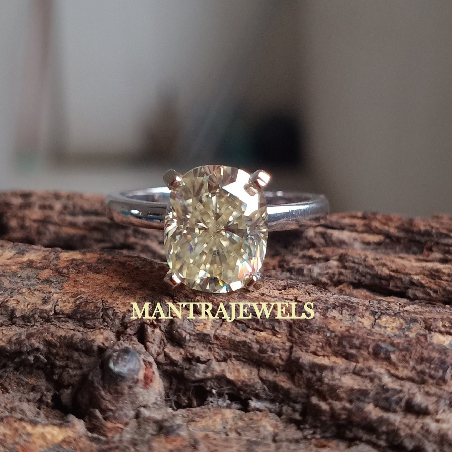 4.10 CT Cushion Light Yellow Moissanite Ring | Cushion Cut Solitaire Ring | Moissanite Engagement Ring | Comfortable Wedding Ring | 14k Gold