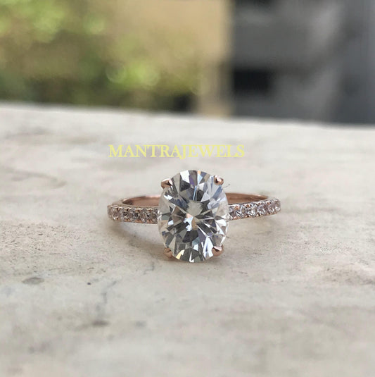 Moissanite Ring| Oval Cut Ring| Engagement Ring| Sterling Silver Ring| Promise Ring for her| Wedding Ring Women