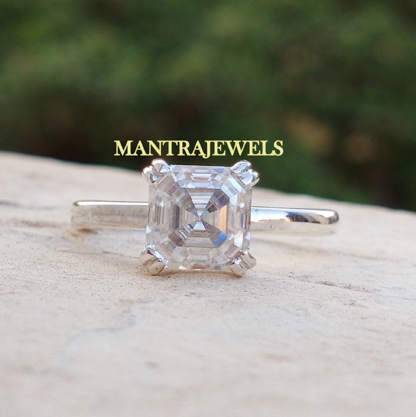 Asscher Cut 2.51ct Moissanite Engagement Rings, Solid 14k White Gold Bridal Ring , Square Shape Solitaire Rings, 925 Sterling Silver Ring.