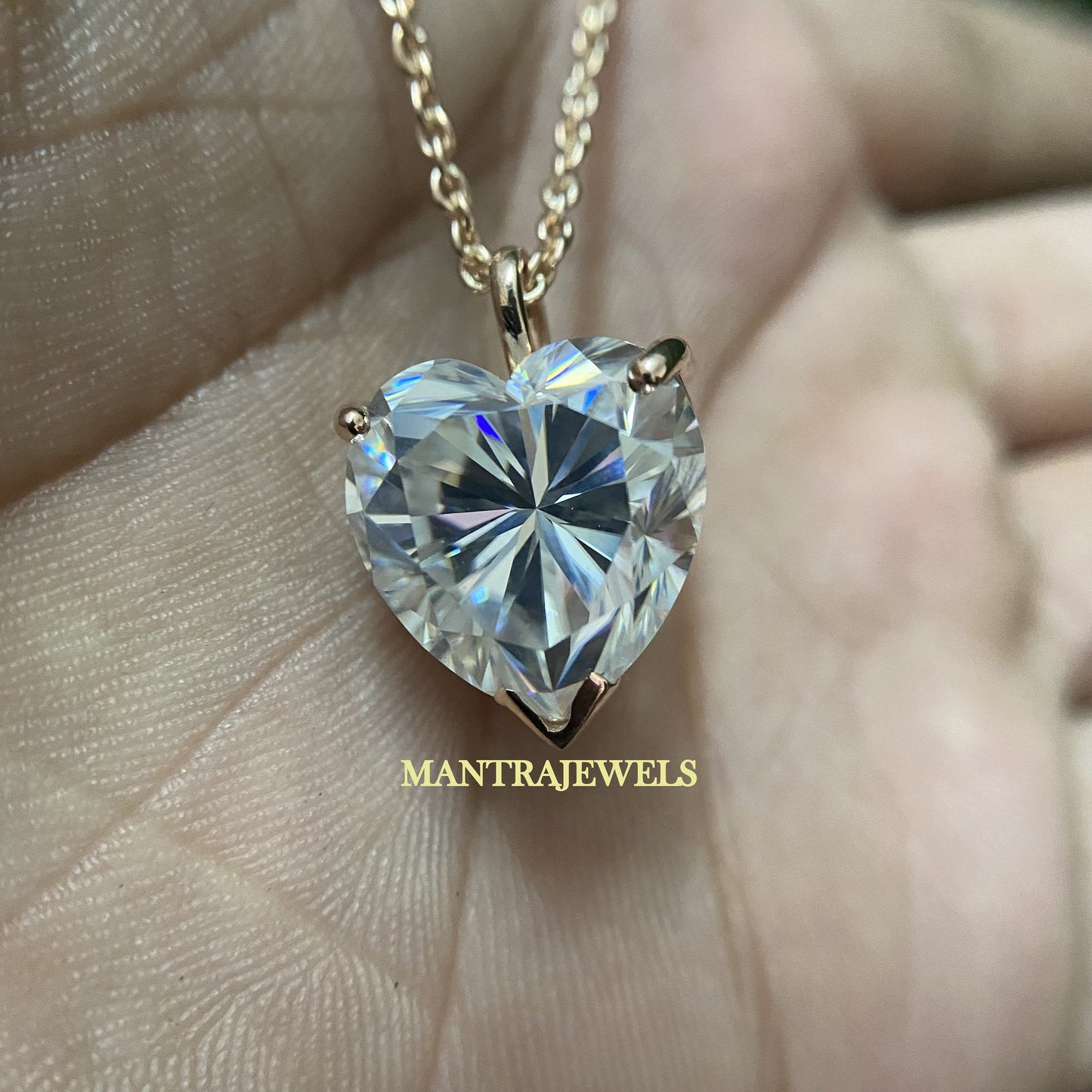 14Ct Heart Solitaire Moissanite Pendant, Handmade Wedding Pendant Jewelry for Women, Engagement Heart Moissanite Pendant Gift for Her