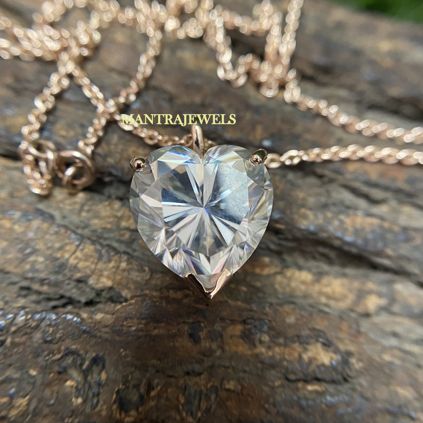 14Ct Heart Solitaire Moissanite Pendant, Handmade Wedding Pendant Jewelry for Women, Engagement Heart Moissanite Pendant Gift for Her