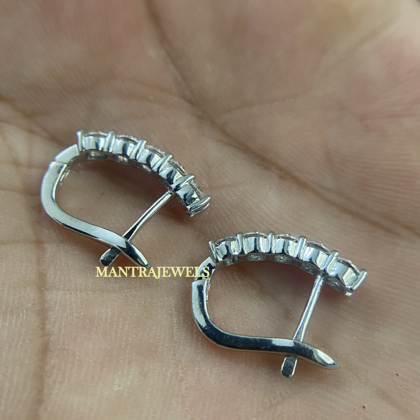 2.00ctw 3.0mm Round Genuine Moissanite Super White Hoop Earring 14k White Gold