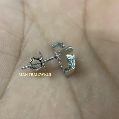 Trillion Cut Colorless Moissanite Stud Earring/ Sterling Silver Push Back Earring/ Prong Setting Diamond Earrings/ Gold Jewelry For Him.