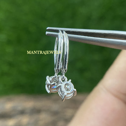 925 Sterling Silver Dangle Earrings, Brilliant Lever Back Wedding Bridal Earring, Round Cut Moissanite Diamond Dangle Drop Earring.