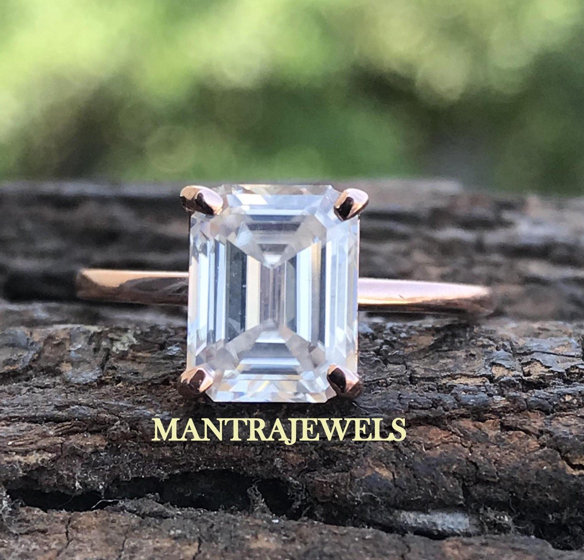 2.35Ct Emerald Cut Engagement Rings /Brilliant Moissanite Ring/ Genuine 14K White Gold Ring Wedding Rings/ Dainty Diamond Jewelry For Her.