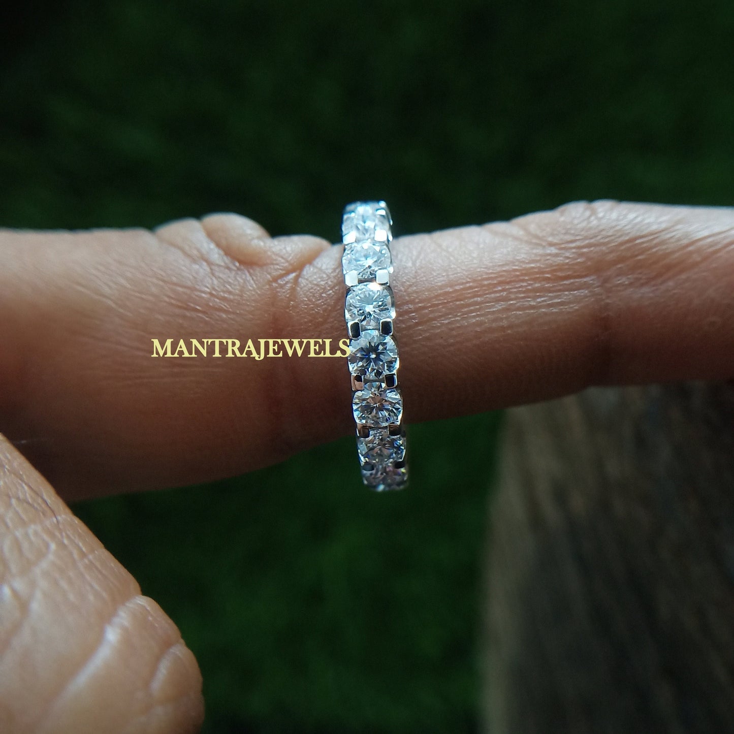 3Ct Moissanite Round Cut Full Eternity Engagement Band Ring Solid14K White Gold Over