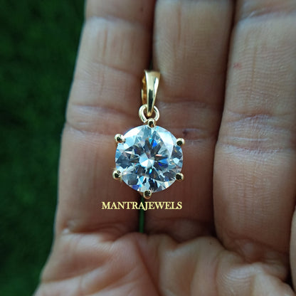 Round Cut Moissanite Pendant, Martini Set Solitaire Pendant, Single Stone Martini Setting Pendant, A Perfect Classic Pendant Gift for Her