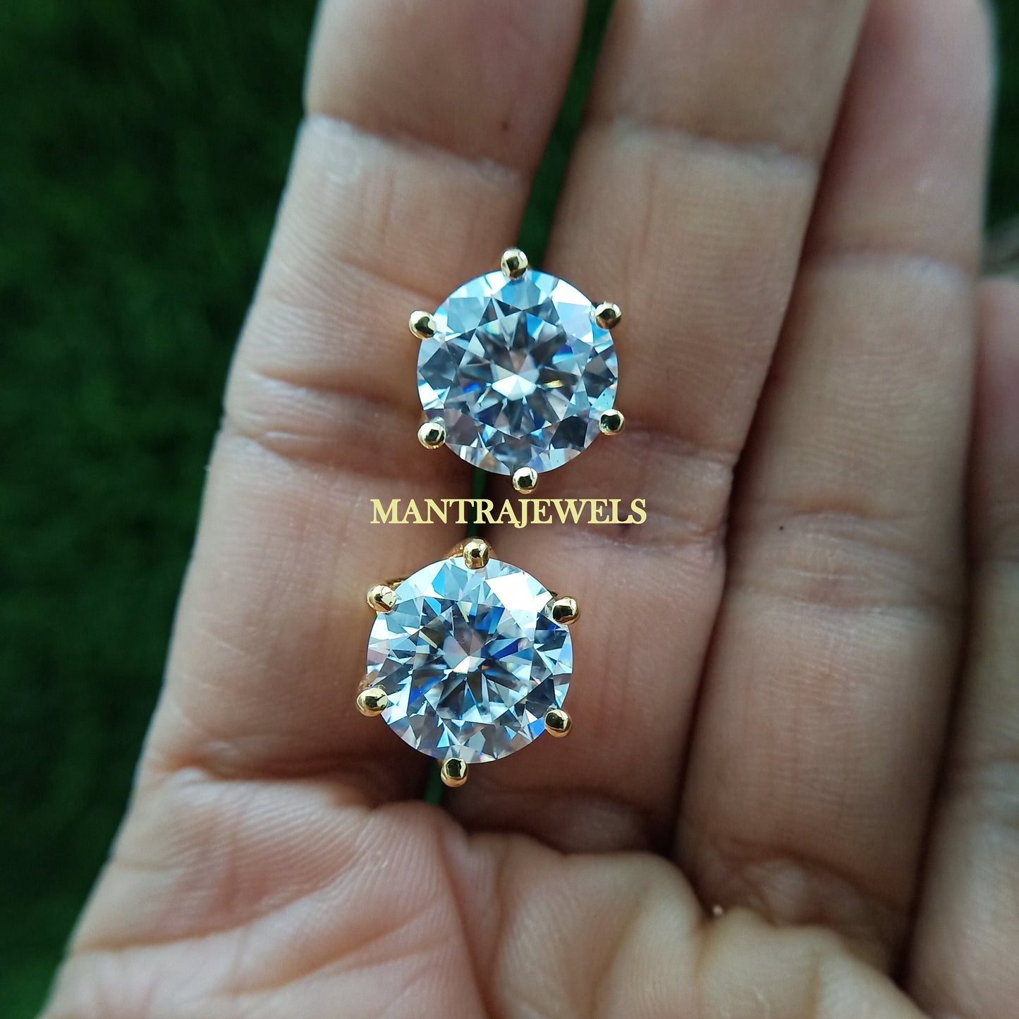 Moissanite Stud Earrings, Martini Set Round Earrings For Women, Solitaire Lovely Screw/Push Back Earring, Wedding Gift for Her.