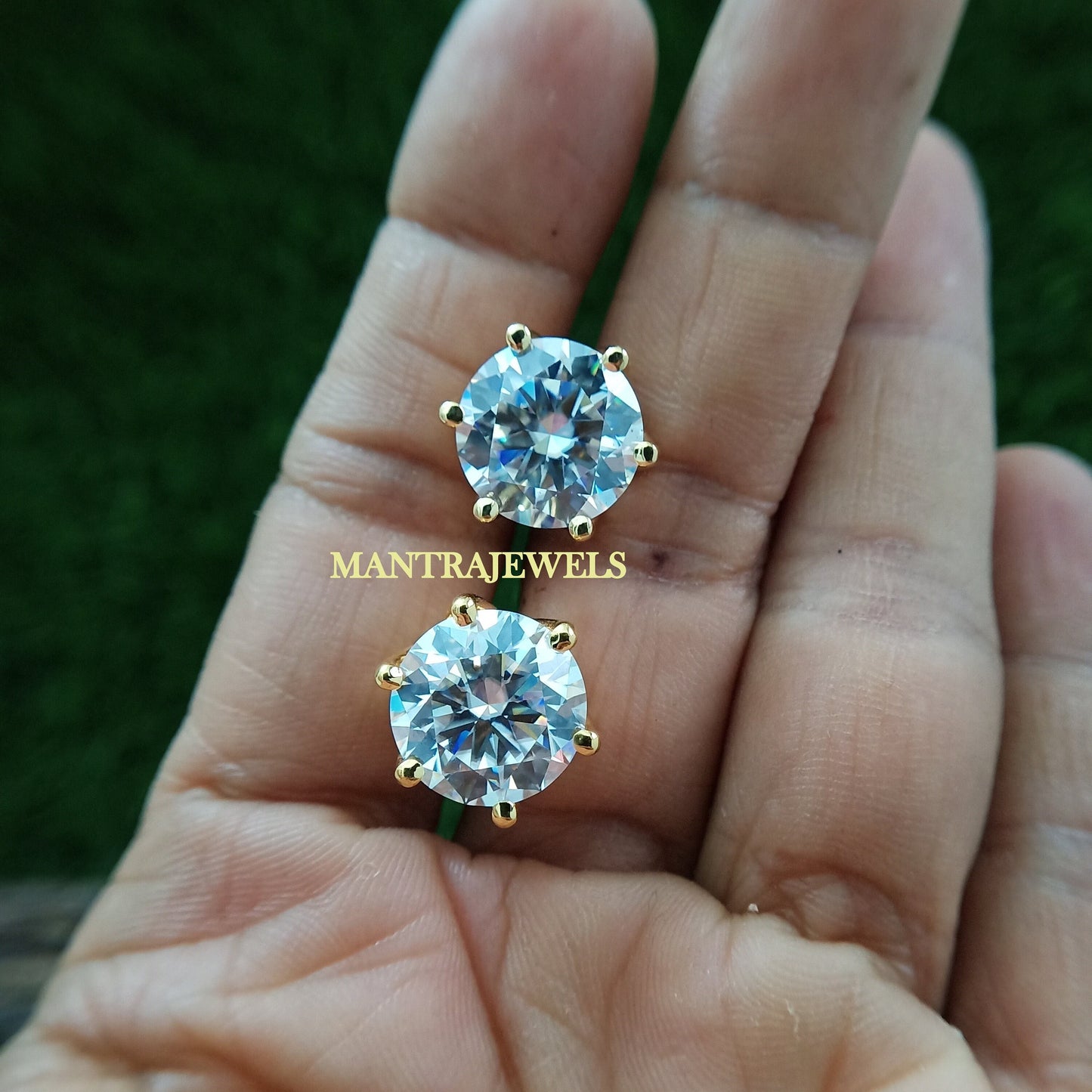 Moissanite Stud Earrings, Martini Set Round Earrings For Women, Solitaire Lovely Screw/Push Back Earring, Wedding Gift for Her.