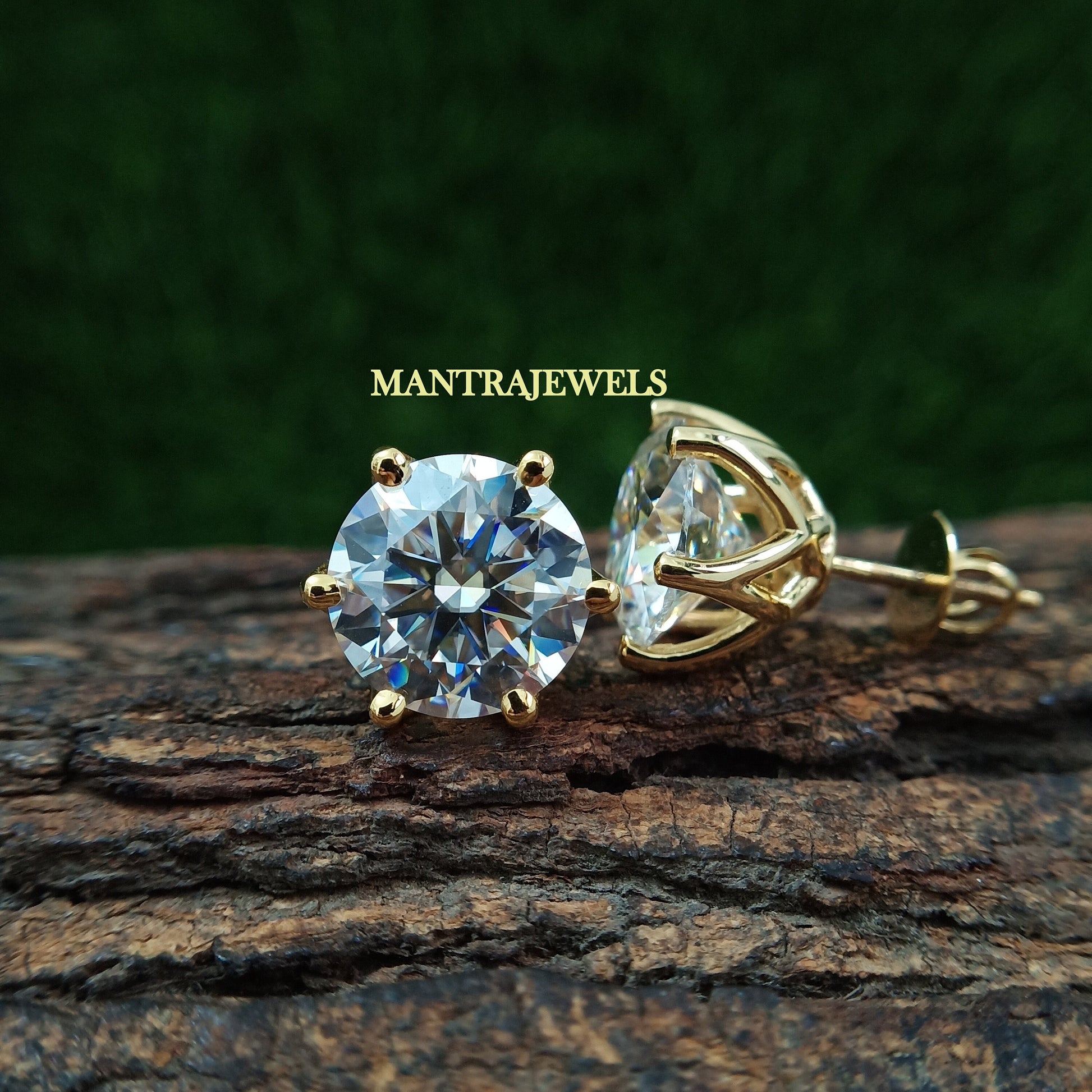 Moissanite Stud Earrings, Martini Set Round Earrings For Women, Solitaire Lovely Screw/Push Back Earring, Wedding Gift for Her.