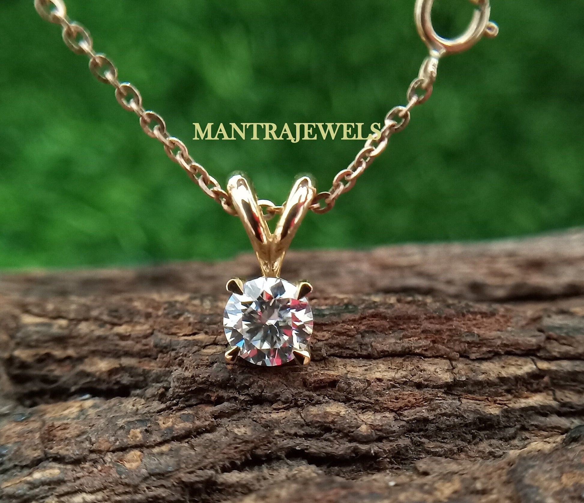 Brilliant Round Cut Moissanite Pendant, Everyday Solitaire Moissanite Women's Pendant, Bunny Ear Bale Pendant, Charm Wedding Pendant.