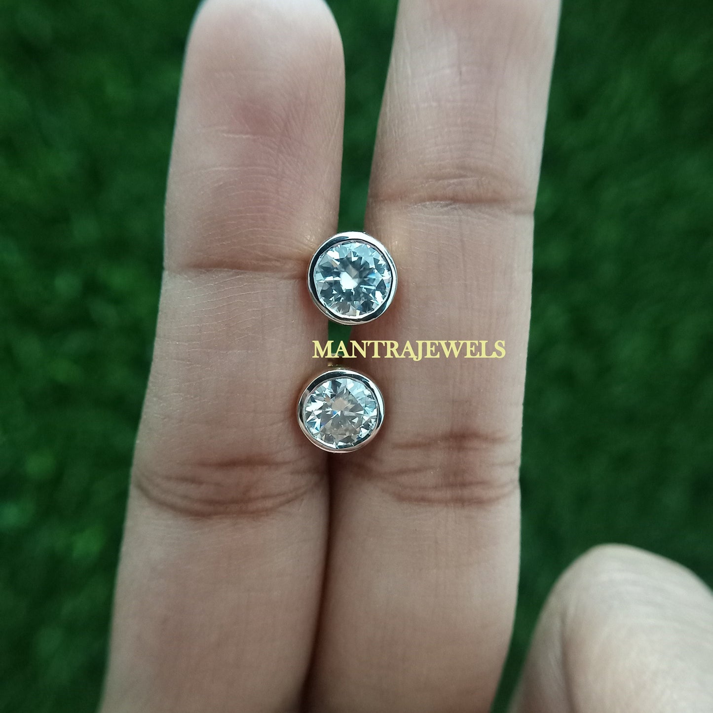 1.50 TCW Round Cut Moissanite Stud Earrings, Bezel Set Moissanite Engagement Earrings, Screw Back Solitaire Delicate Earrings.