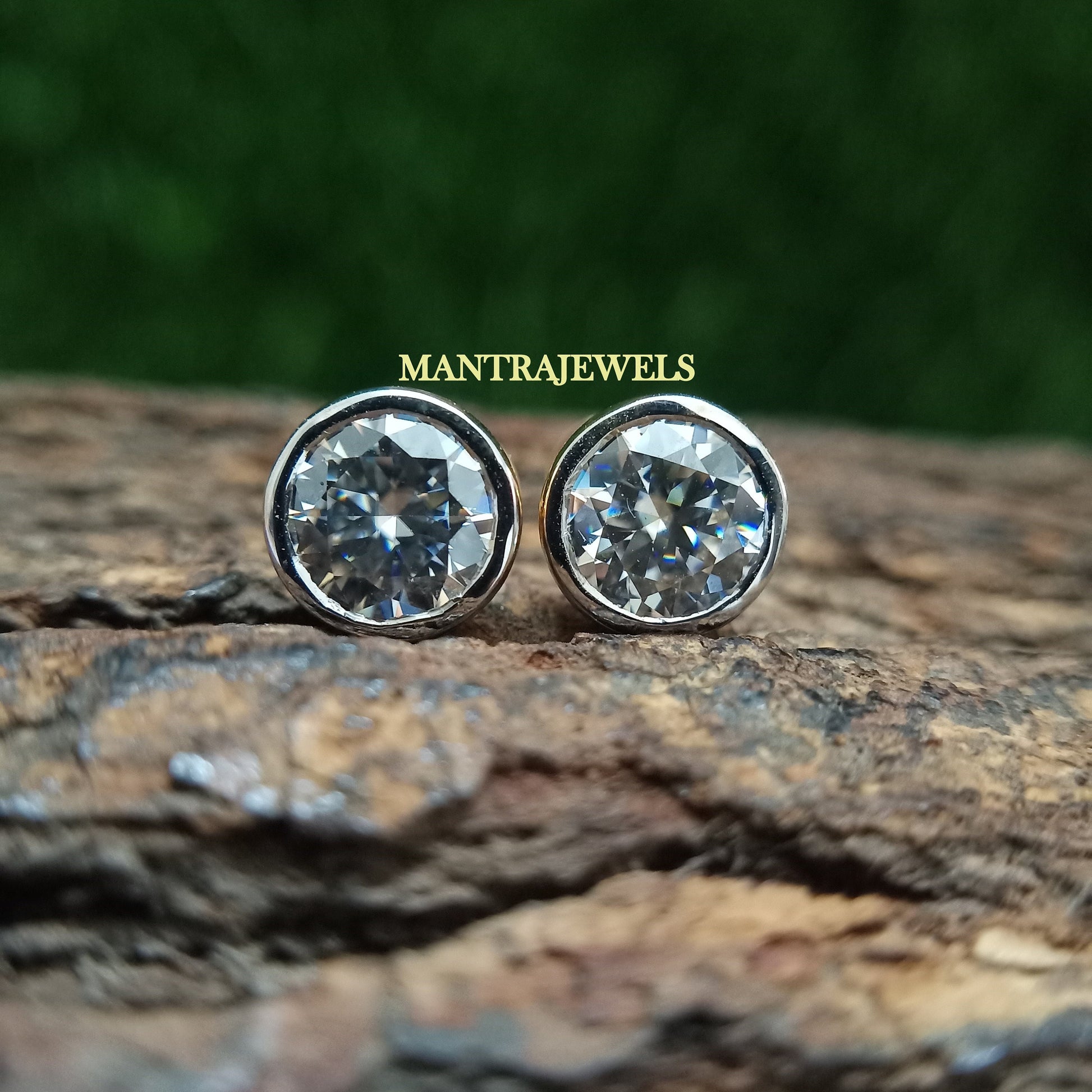 1.50 TCW Round Cut Moissanite Stud Earrings, Bezel Set Moissanite Engagement Earrings, Screw Back Solitaire Delicate Earrings.