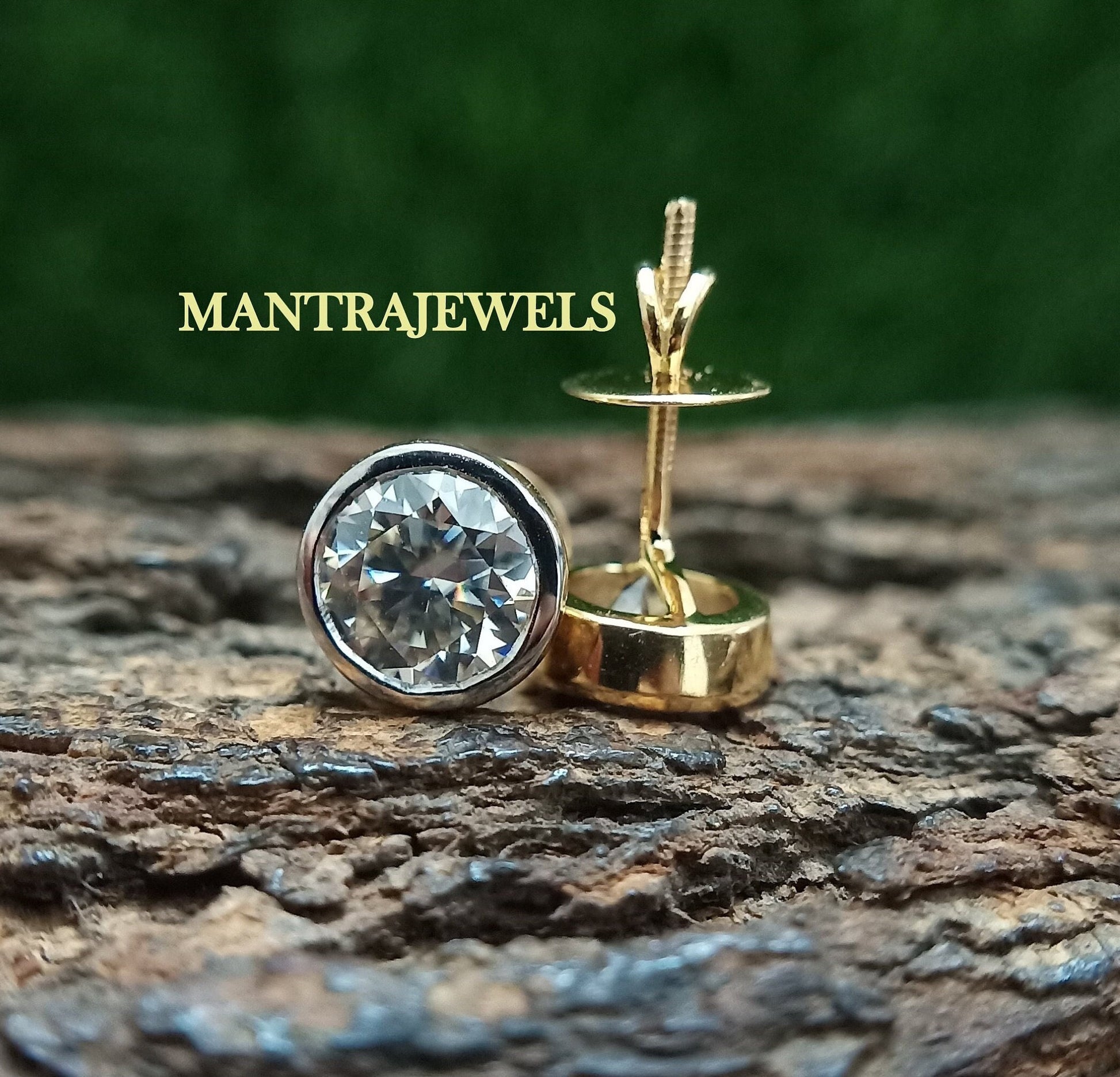 1.50 TCW Round Cut Moissanite Stud Earrings, Bezel Set Moissanite Engagement Earrings, Screw Back Solitaire Delicate Earrings.